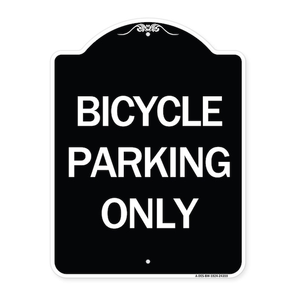 Bicycle Parking Only Heavy-Gauge Aluminum Architectural Sign, 24" x 18", BW-1824-24318